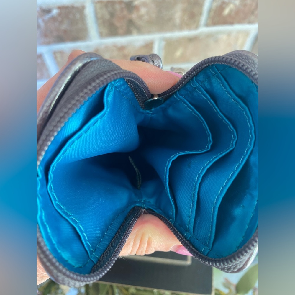 Coach Iridescent Blue Sequin Heart Pouch - Picture 4 of 5